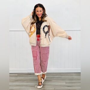 Oli & Hali Natural Patchwork Button Down Cardigan NEW large